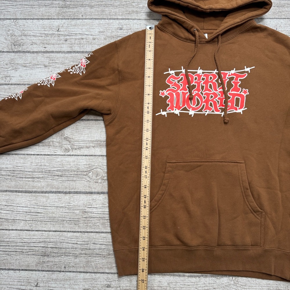 SpiritWorld Helldorado Hoodie Men's Medium Brown Fleece Streetwear Grunge Tattoo - Picture 4 of 6